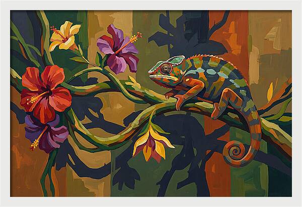 Chameleon On Tropical Vine