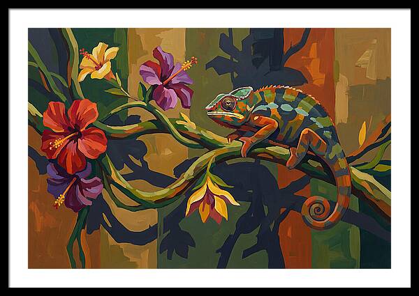 Chameleon On Tropical Vine