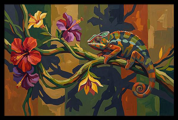 Chameleon On Tropical Vine