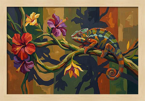 Chameleon On Tropical Vine