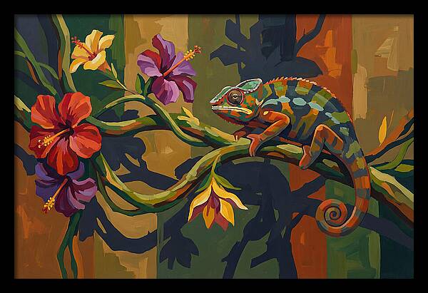 Chameleon On Tropical Vine