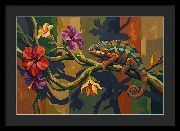 Chameleon On Tropical Vine
