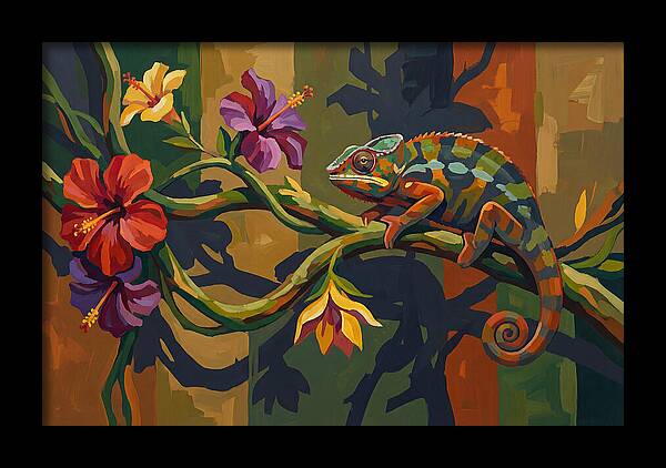 Chameleon On Tropical Vine