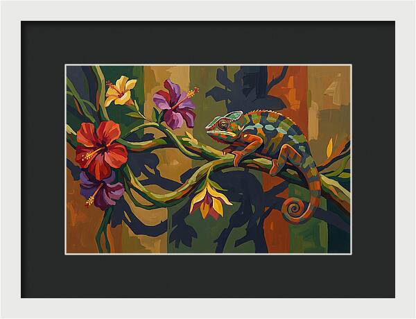 Chameleon On Tropical Vine