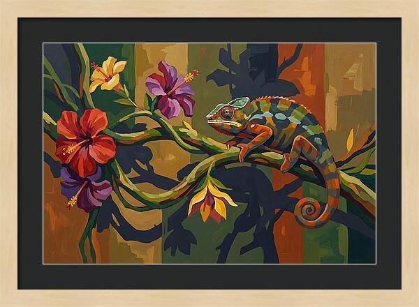 Chameleon On Tropical Vine