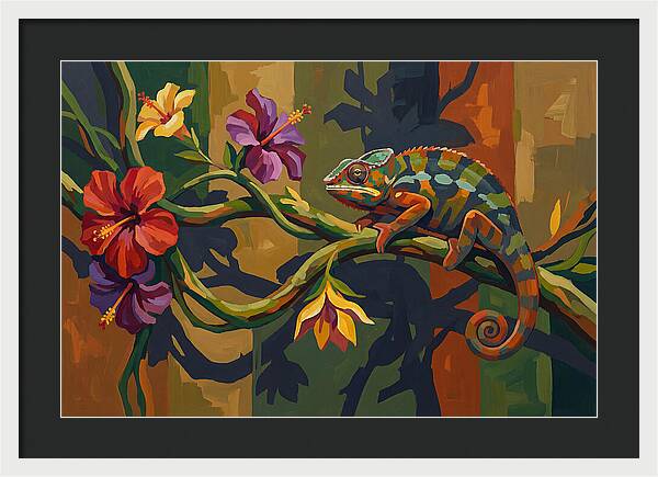 Chameleon On Tropical Vine