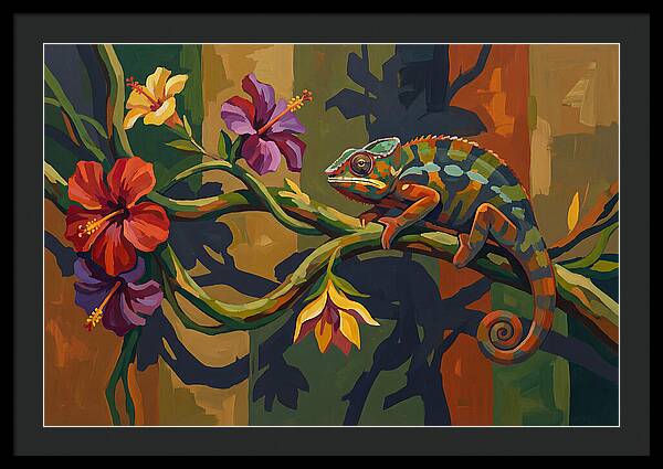 Chameleon On Tropical Vine