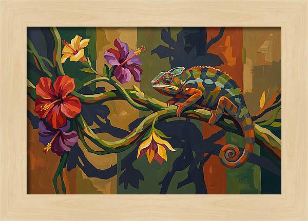 Chameleon On Tropical Vine
