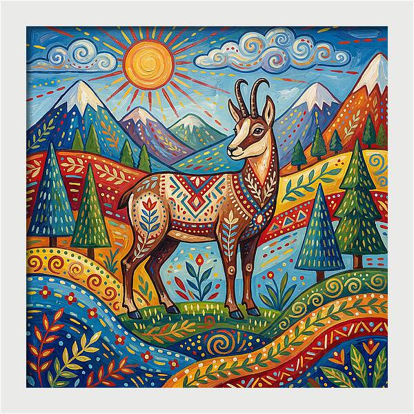 Chamois Amidst Lush Scenery