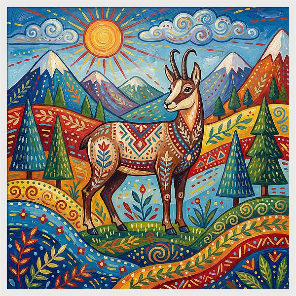 Chamois Amidst Lush Scenery