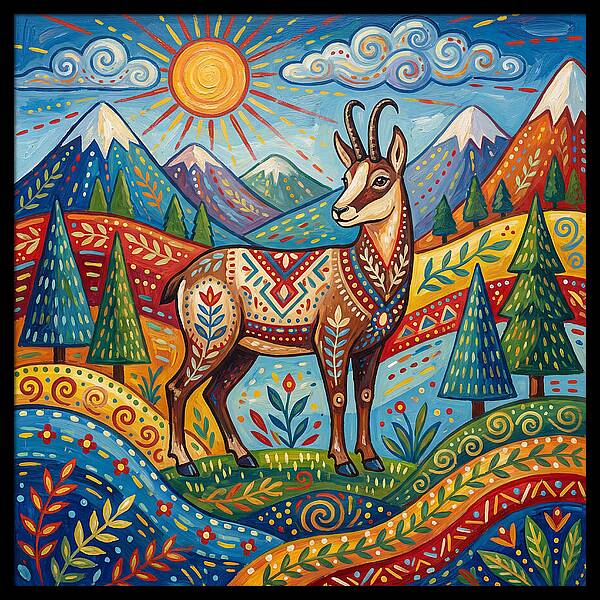 Chamois Amidst Lush Scenery