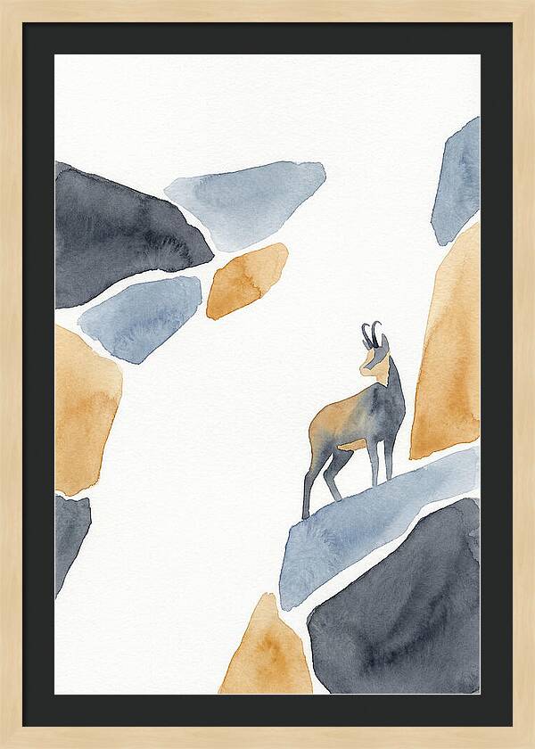 Chamois Among Abstract Rocks