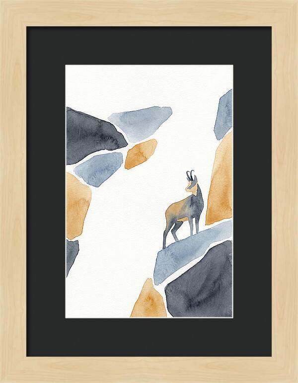 Chamois Among Abstract Rocks