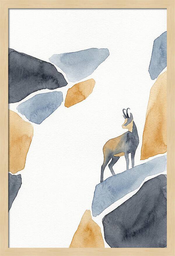 Chamois Among Abstract Rocks