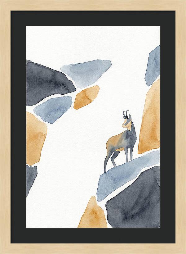 Chamois Among Abstract Rocks