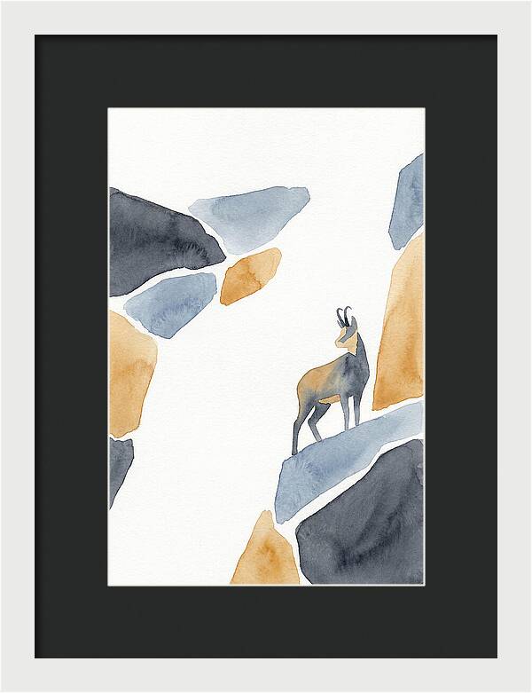 Chamois Among Abstract Rocks