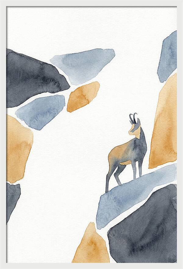 Chamois Among Abstract Rocks
