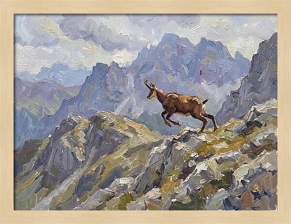 Chamois Bound In Alpine Landscape