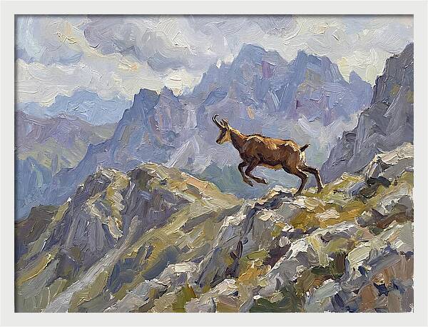 Chamois Bound In Alpine Landscape