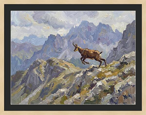 Chamois Bound In Alpine Landscape