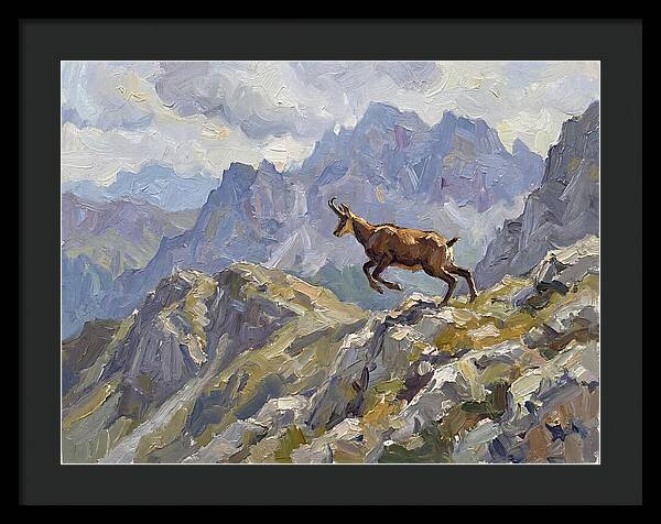 Chamois Bound In Alpine Landscape