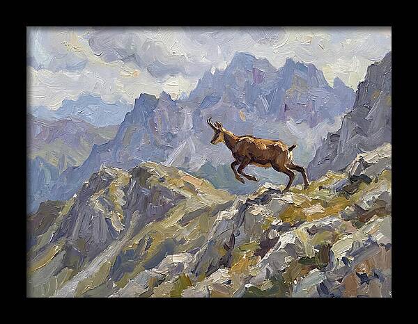 Chamois Bound In Alpine Landscape