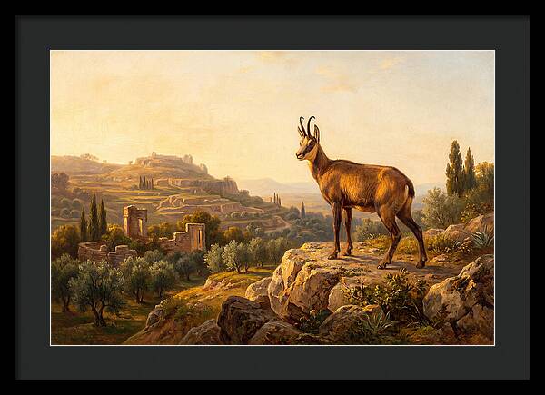 Chamois In Mediterranean Landscape