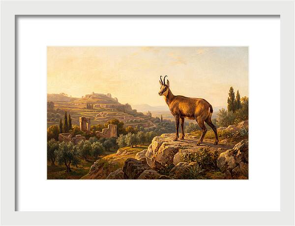 Chamois In Mediterranean Landscape