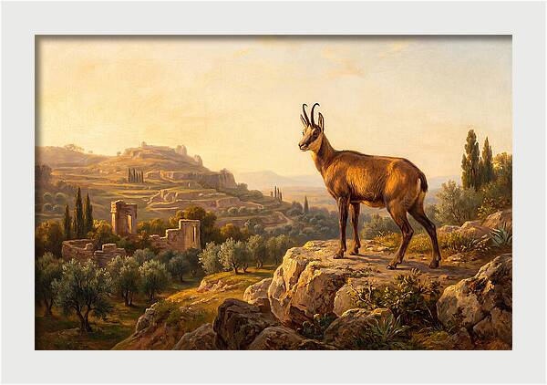 Chamois In Mediterranean Landscape