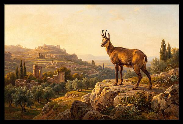 Chamois In Mediterranean Landscape