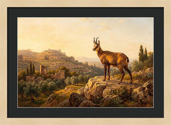 Chamois In Mediterranean Landscape