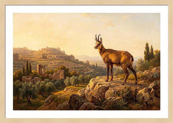 Chamois In Mediterranean Landscape