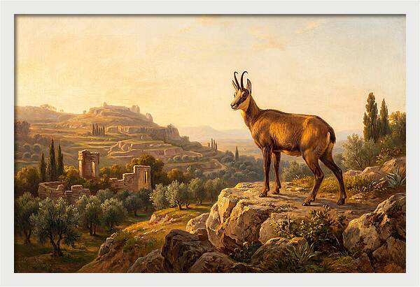 Chamois In Mediterranean Landscape