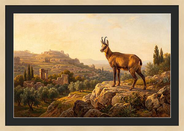 Chamois In Mediterranean Landscape