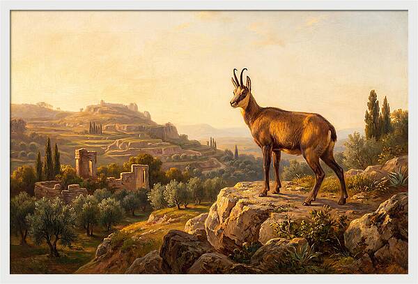 Chamois In Mediterranean Landscape