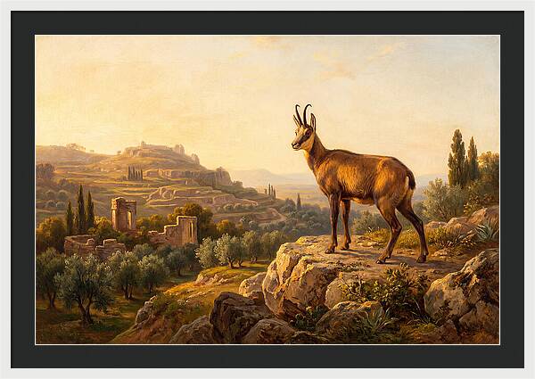 Chamois In Mediterranean Landscape