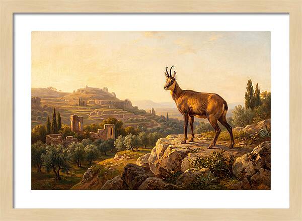 Chamois In Mediterranean Landscape
