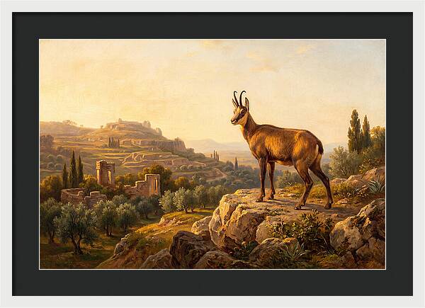 Chamois In Mediterranean Landscape
