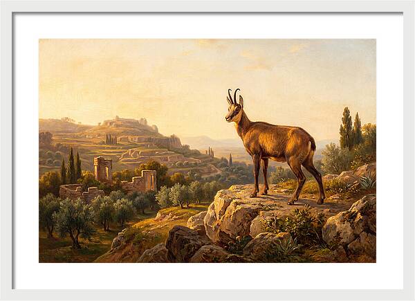 Chamois In Mediterranean Landscape