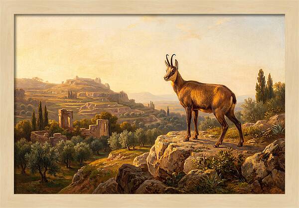 Chamois In Mediterranean Landscape