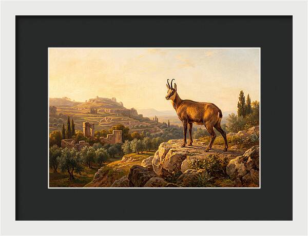 Chamois In Mediterranean Landscape