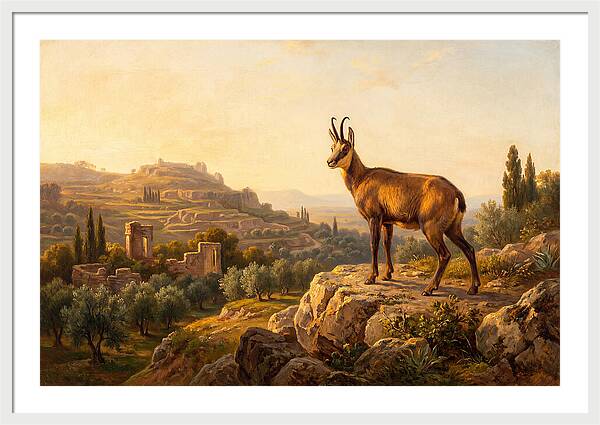 Chamois In Mediterranean Landscape