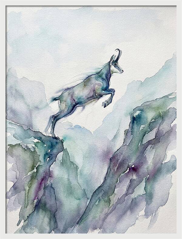 Chamois Leaping Through Mountains