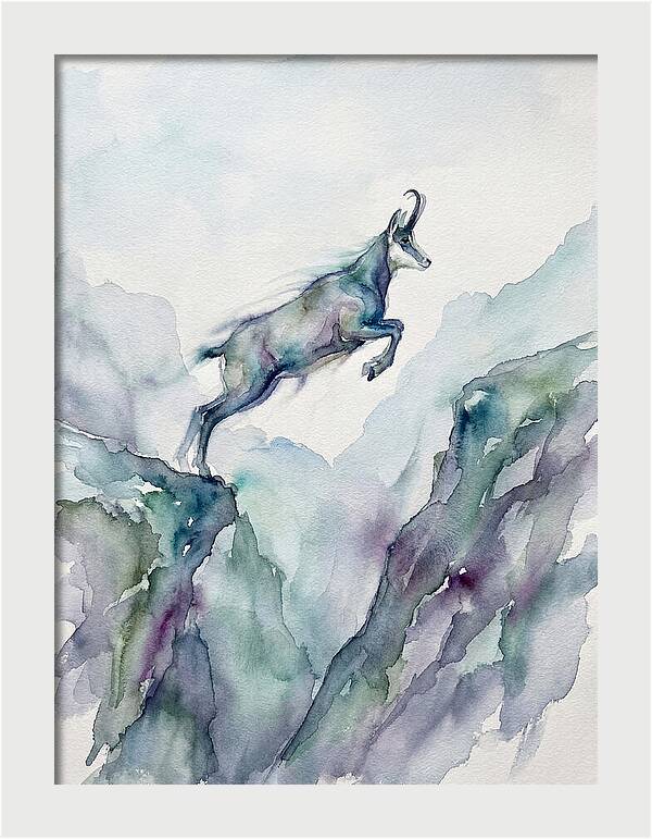 Chamois Leaping Through Mountains