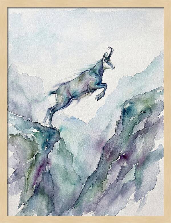 Chamois Leaping Through Mountains