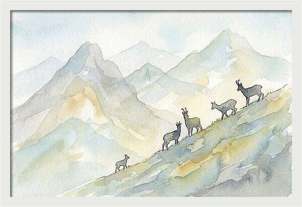 Chamois On Alpine Meadow