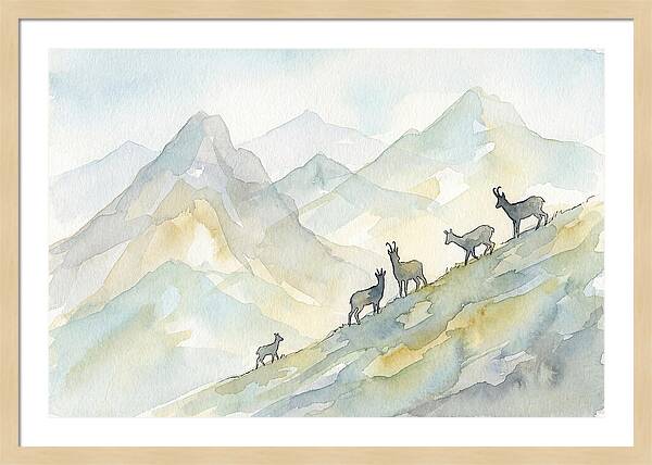 Chamois On Alpine Meadow