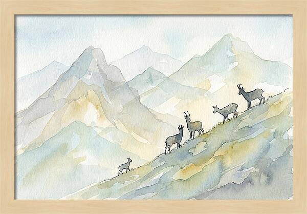 Chamois On Alpine Meadow