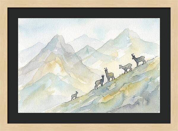 Chamois On Alpine Meadow