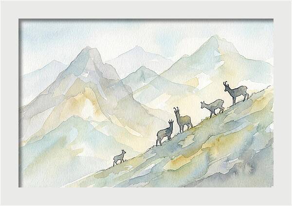 Chamois On Alpine Meadow